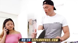 The roommate caught Lulu Chu masturbating and fucked her hard