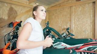 Hot babe fucked hard after fixing my motorcycle