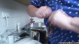 Older blondie makes love with a young guy in a steamy scene