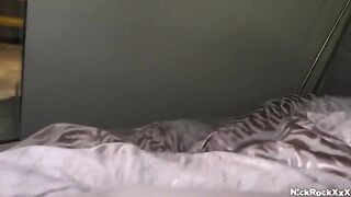 A huge hairy ass of a caucasian teen gets smashed hard on the bed