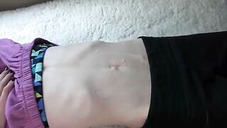 Belly button fetish video with a compilation of different belly play scenes