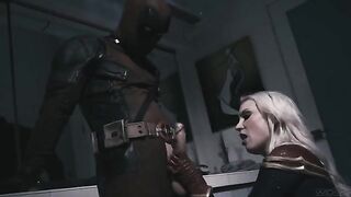 Deadpool fucked hard the pussy of Captain Marvel in a steamy scene