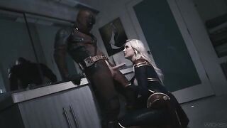 Deadpool fucked hard the pussy of Captain Marvel in a steamy scene