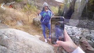 A sexy girl is fucking with her boyfriend in nature