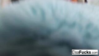 A blonde with small boobs rubs her pussy in a sensual video