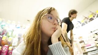 The couple is having fun on their getaway in a hotel, capturing every moment