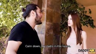The beauty forgot her BF and had sex with his dad unexpectedly