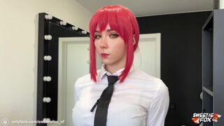 Submissive pleases dominant Makima with hard sex and dirty talk in intense scene