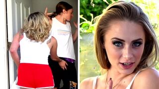 Two delicious girls with big natural boobs, Kyler Quinn and Katie Kinz, are delivered to your door