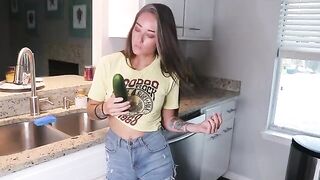 The cook prepared a dish and then began to play with ingredients