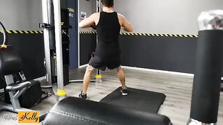 Fitness girl fucked in the WC of the gym after work out