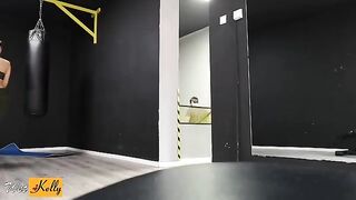 Fitness girl fucked in the WC of the gym after work out