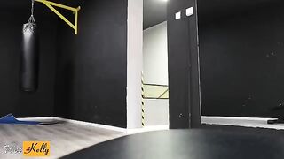 Fitness girl fucked in the WC of the gym after work out