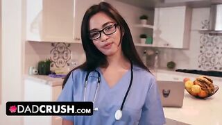 Nurse Scarlett Alexis tests her stepdad’s endurance in a steamy encounter