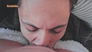 The guy in pajamas caressed his sleeping beauty Bonnie, passionately licking her pussy and blowing her