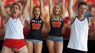 The article discusses the steamy scenario of two football players and their attractive stepmoms, Rachael Cavalli and Sedona Reign, engaging in an intense encounter. Rachael, a well-known American adult film actress with a curvy body and a passion for conn