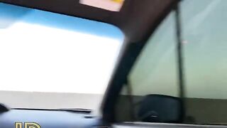 Slutty chick fucks in the car and sucks cock in the parking lot