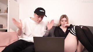 The beautiful girl won a blowjob after the dispute