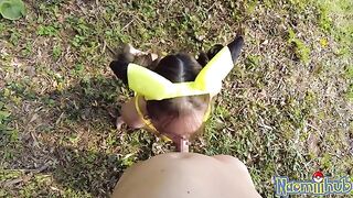 A hot guy has tender sex with a Japanese girl in the open