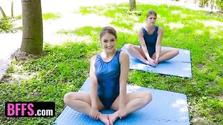 Gymnast Katie Kush gets her pussy stretched by trainer