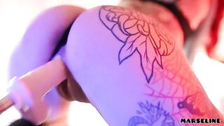 The hot girl Marseline fucks with a machine in a steamy scene