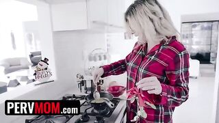 Cory Chase, the busty step mom, surprises her step son with a present