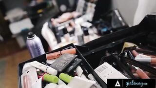 Aiden Ashley has her pussy eaten by her bestie in a passionate scene