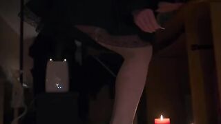 Nylon stockings footjob with a hot woman who loves to cum
