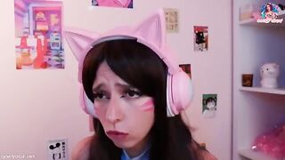 A sexy cosplay of Dva from Overwatch, who loves to play and fuck