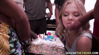 Coco Lovelock received 11 big black cocks as a birthday present in a special surprise