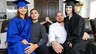 Step dads screwed their step-daughters Hazel and Remi for graduation