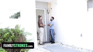 Little slut Claire Black fucks her step uncle all around the house