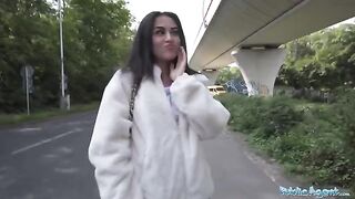 Petite teen nearly gets run over by taxi, has wild sex instead