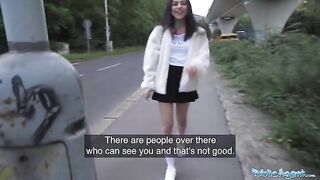 Petite teen nearly gets run over by taxi, has wild sex instead