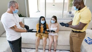 Two step daughters get their pussies wiped and fucked by their Dads