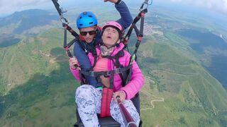 Paragliding and squirting in the most daring way at 2200 m