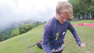 Paragliding and squirting in the most daring way at 2200 m