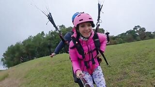 Paragliding and squirting in the most daring way at 2200 m