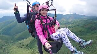 Paragliding and squirting in the most daring way at 2200 m