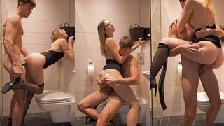 Mini dress and stockings drive me crazy with step sis in the bathroom
