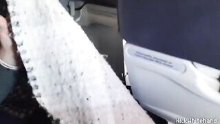 A flight attendant's wife gets horny and shows her tits on the plane