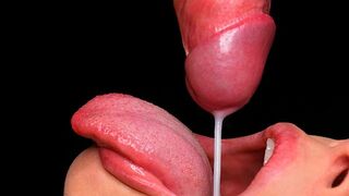 Best blowjob video with cum in mouth, intense ASMR action