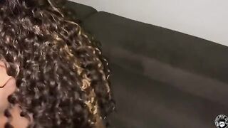 Mone Divine, the ebony porn star with a curvy 34DD body, gives Lil D a jawbreaker