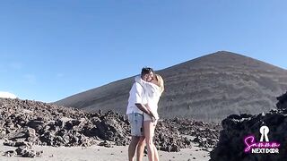 We climbed a volcano and he erupted in my mouth with hot cum