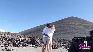 We climbed a volcano and he erupted in my mouth with hot cum
