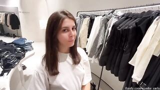 A girl cheated on her boyfriend by fucking in the fitting room of a mall