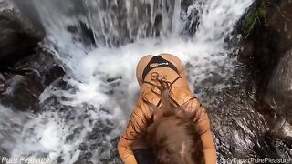 Passionate sex in the waterfall with a hot amateur couple in POV style