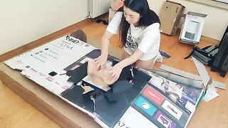 My stepsister has anal sex through a hole in a box and she likes it