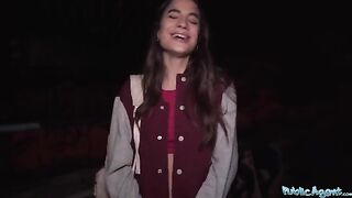 Hot French model gets banged outdoors for cash by Public Agent