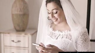A cheating bride, Whitney Wright, gets fucked with her wife and a naughty babe